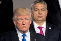 Trump és Orbán a belga fővárosban május 25-én a NATO-csúcson FOTÓ: AFP