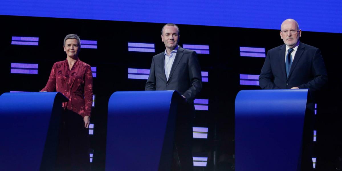 Margrethe Vestager, Manfred Weber és Frans Timmermans