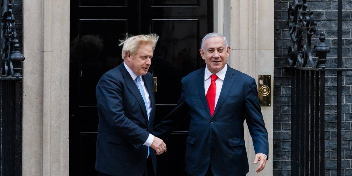 Boris Johnson és Benjámin Netanjahu találkozója 2019. szeptember 5-én a londoni Downing street 10. előtt