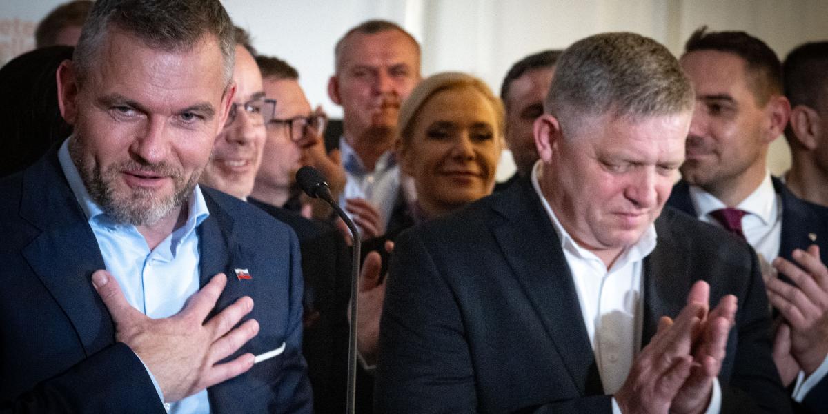 Peter Pellegrini és Robert Fico a győzelem éjszakáján