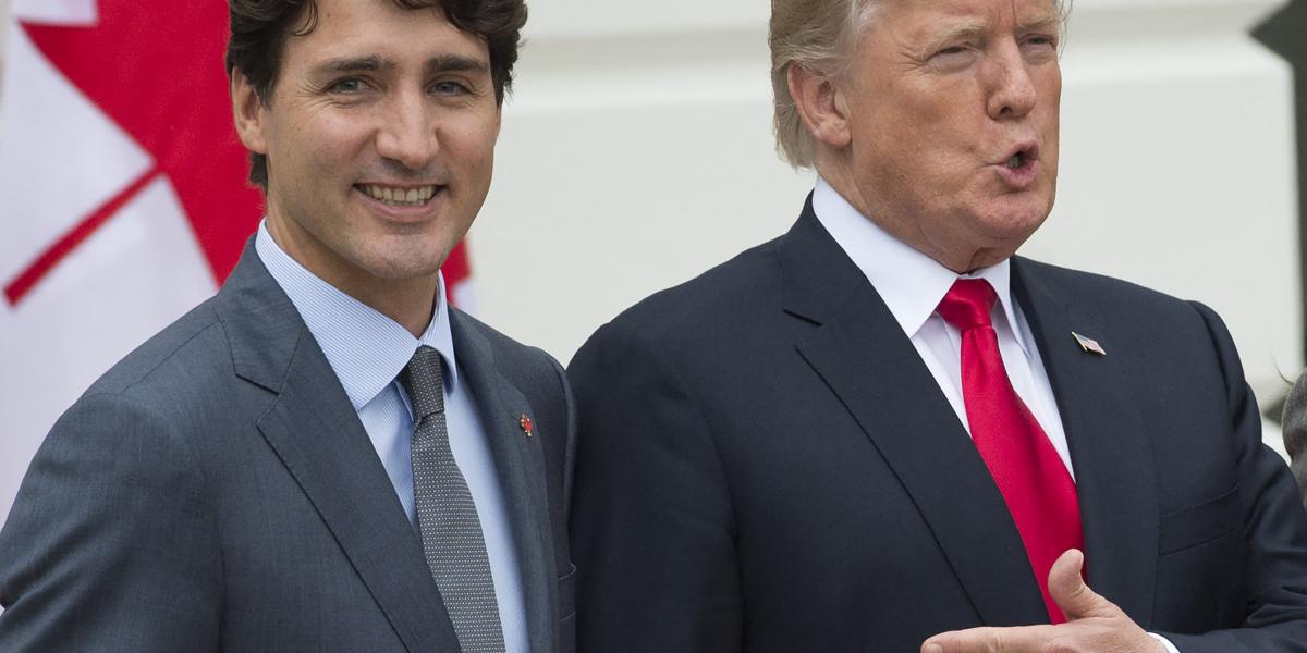 Donald Trump és Justin Trudeau egy 2017-es találkozón