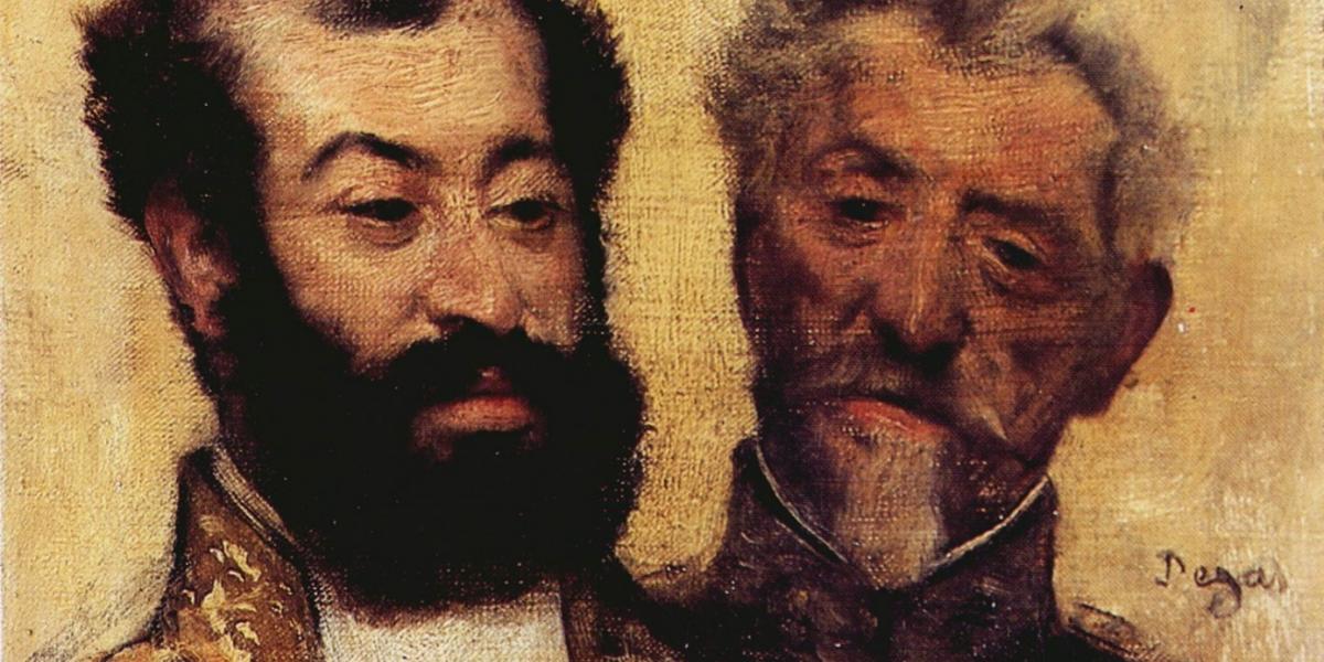 Edgar Degas 1871-es képe: Mellinet tábornok és Astruc főrabbi. A francia művész antiszemita előítélete festészetében is tetten érhető