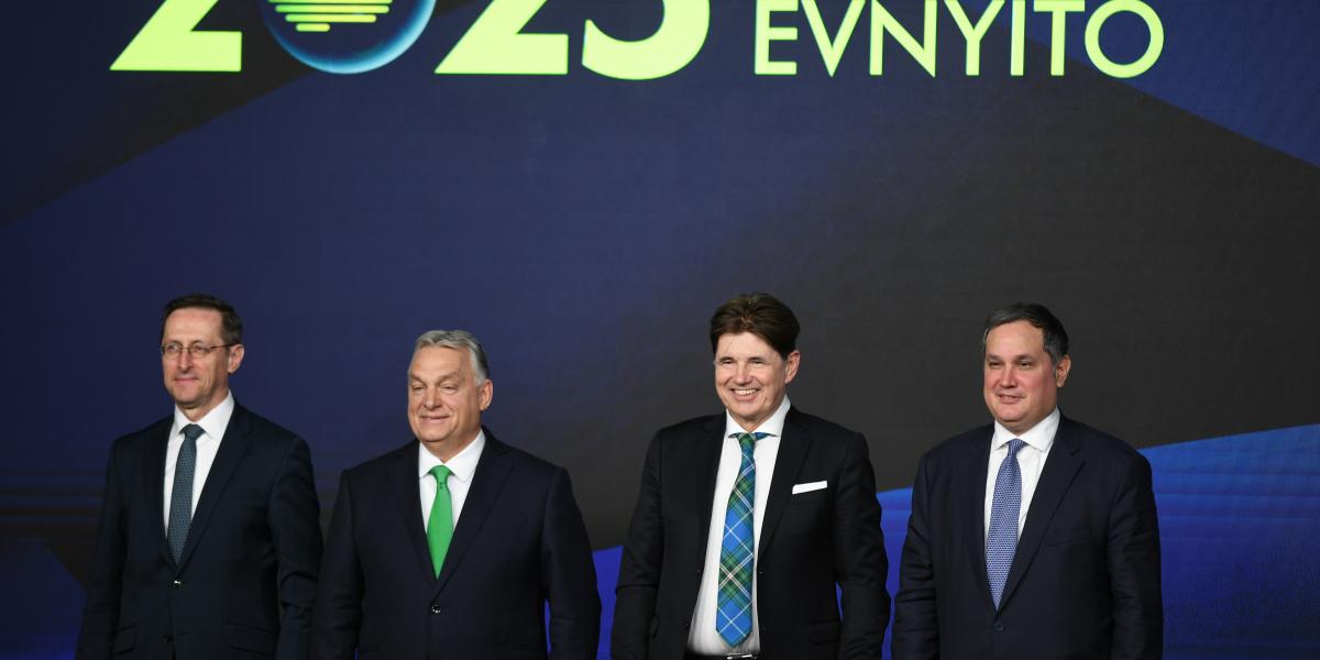 Varga Mihály, Orbán Viktor, Nagy Elek és Nagy Márton az idei Gazdasági Évnyitón 