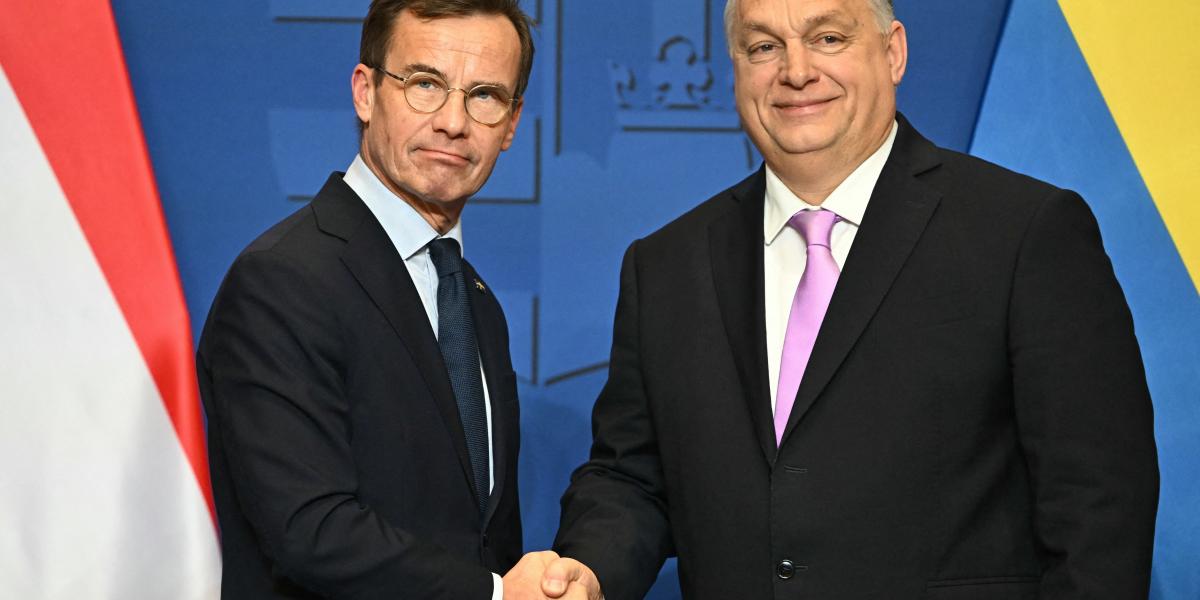 Ulf Kristersson svéd és Orbán Viktor magyar miniszterelnök a Karmelitában 2024. február 23-án.