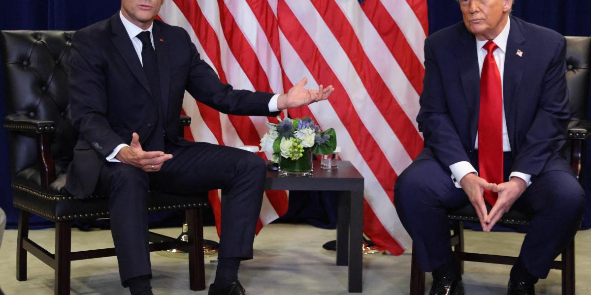 Emmanuel Macron és Donald Trump New Yorkban szeptember 23-án 