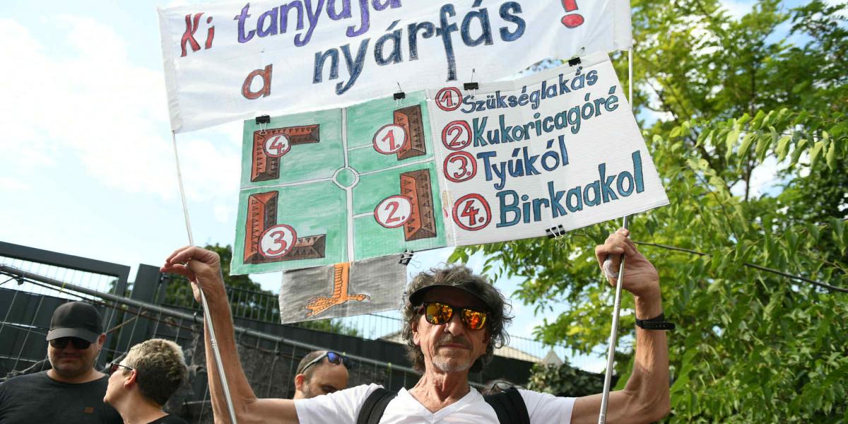 Résztvevő Hadházy Ákos augusztus 2-i hatvanpusztai tüntetésén 