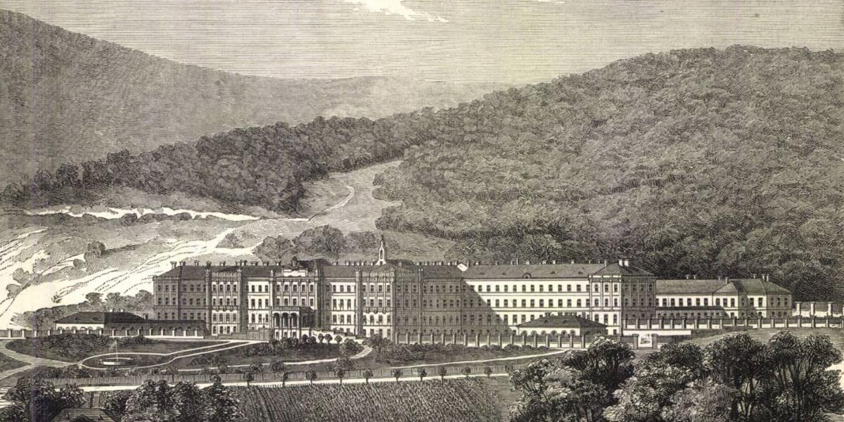 A lipótmezei Országos Tébolyda 1869-ben. Az államköltségen gyógyulók szegények 10-12 fős hálótermekben, a borsos napidíjat fizető módosak saját szobákban leltek itt megnyugvást