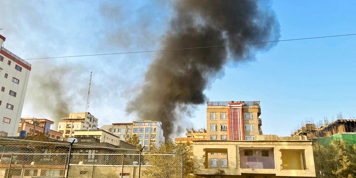 Az egyik robbanás füstje. 