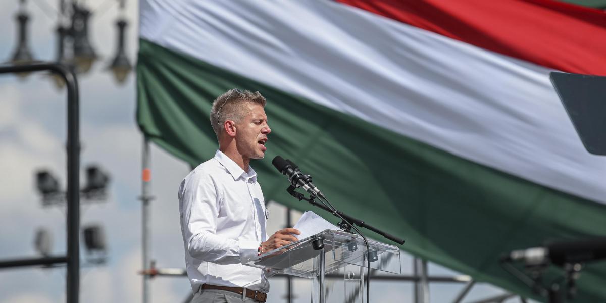 Magyar Péter 2024. június 8-án a Hősök terén