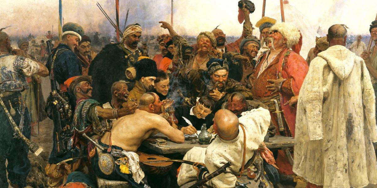 Ilja Repin A zaporozsjei
kozákok levelet írnak a török szultánnak
című festménye