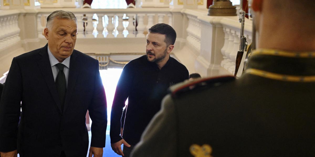 Illusztráció: Orbán Viktor és Volodimir Zelenszkij Kijevben 2024. július 2-án