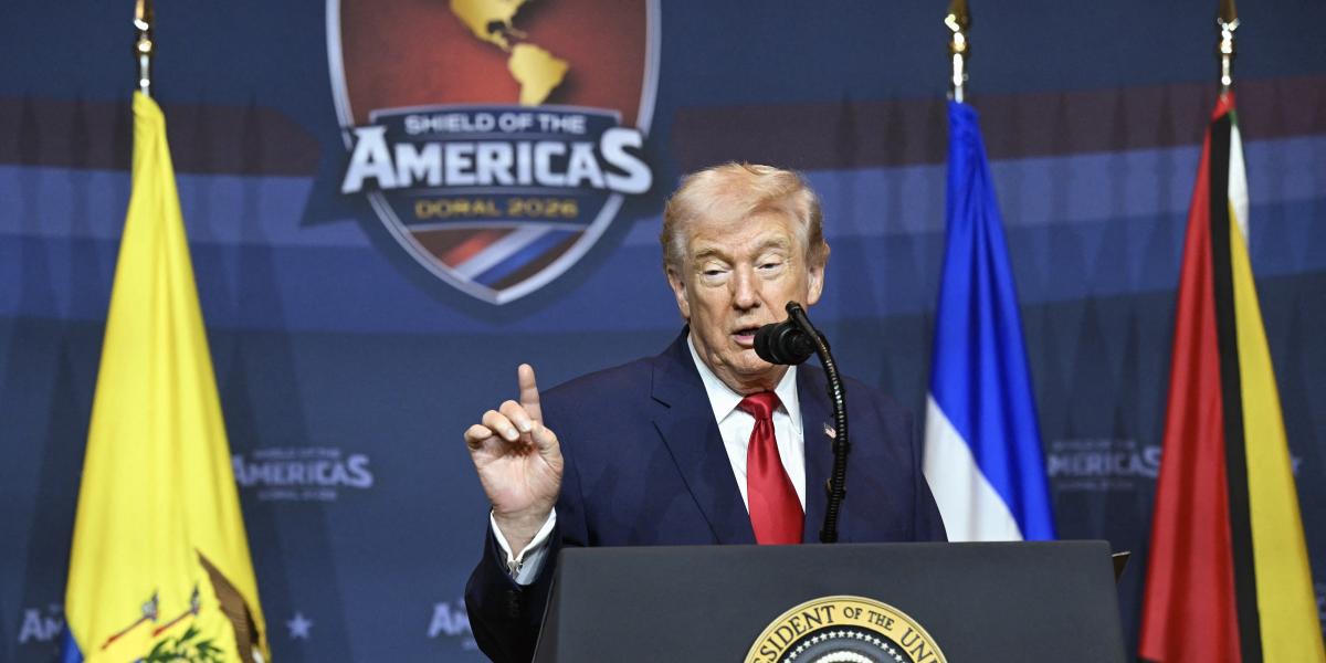 Donald Trump az Amerika Pajzsa csúcstalálkozón (Shield of the Americas Summit)