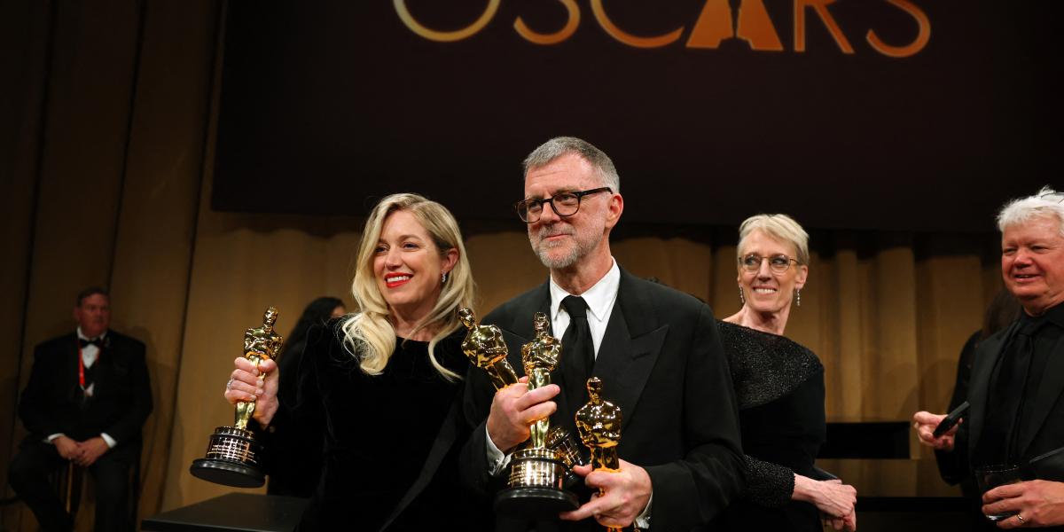Sara Murphy producer  és Paul Thomas Anderson rendező az a díjátadón 