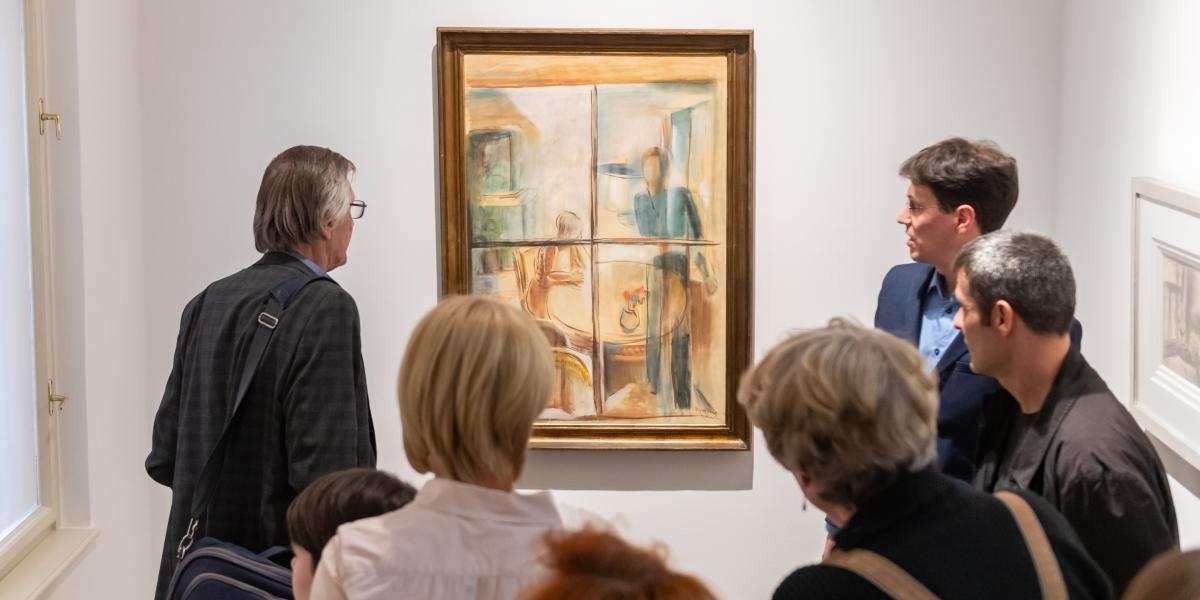 A művész és felesége, Pauler Juliska portréja: Szobába nézve (Ajtó mögött), 1934