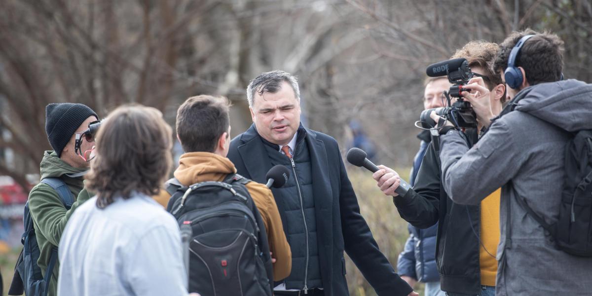 Vaszily Miklós 2023. február 18-án érkezéskor Orbán Viktor évértékelőjére