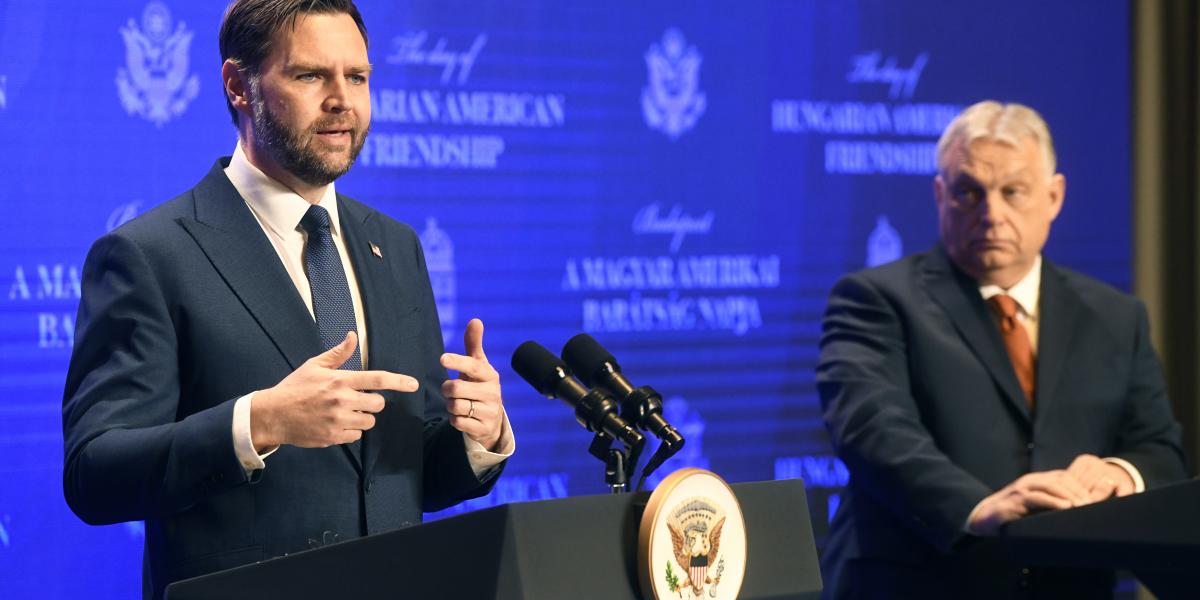 J.D. Vance és Orbán Viktor sajtótájékoztatója Budapesten, április 7-én.
