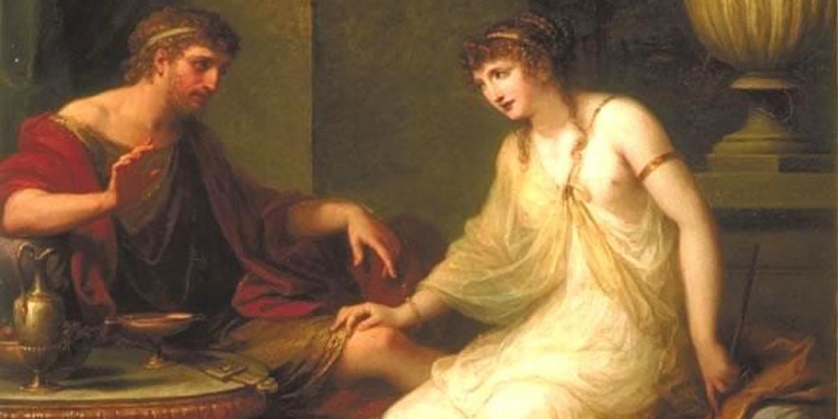 Kirké elcsábítja Ulyssest, azaz Odüsszeuszt – Angelica Kauffmann 1786-os festménye