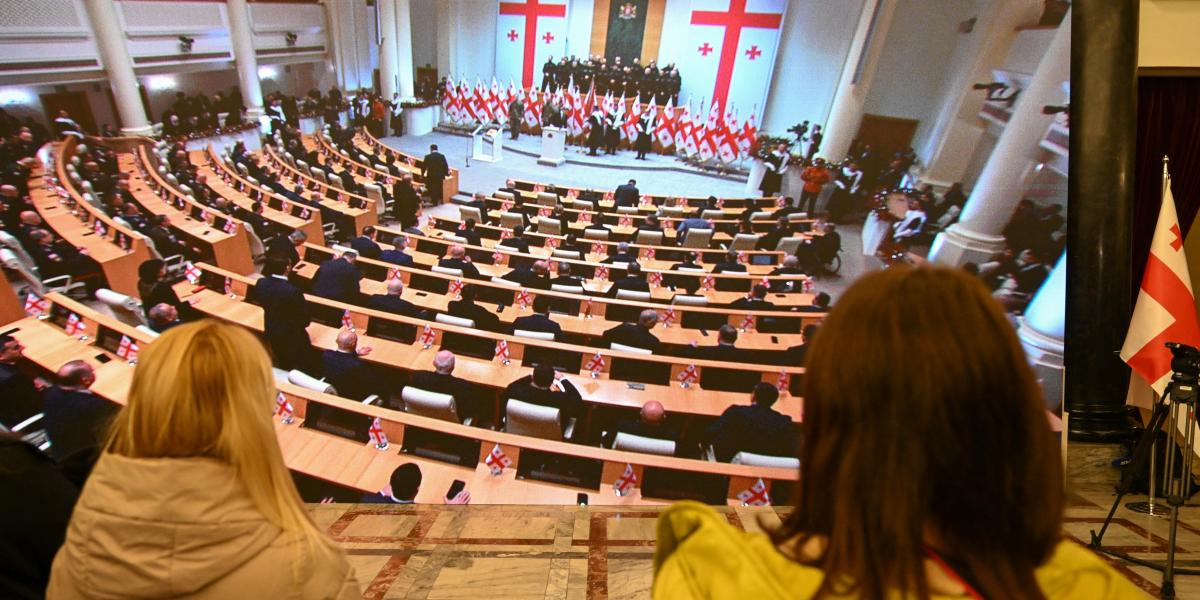 Látkép a grúz parlamentben 2024. december 29-én