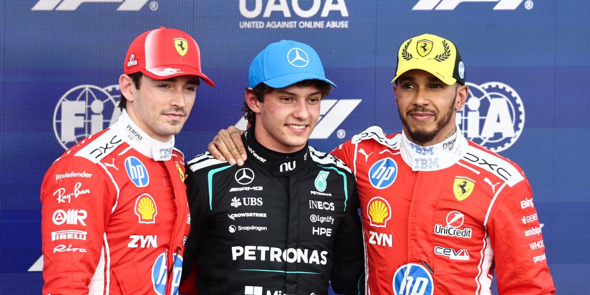 Balról jobbra: Charles Leclerc, Andrea Kimi Antonelli és Lewis Hamilton 
