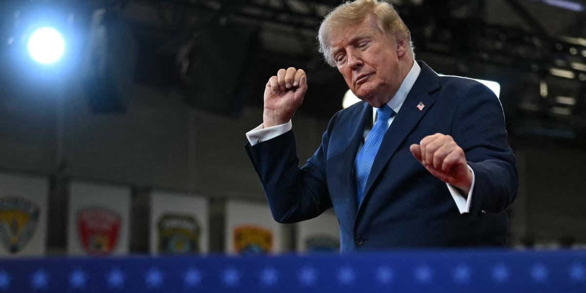 Donald Trump 2026. augusztus 14-én Garden Cityben