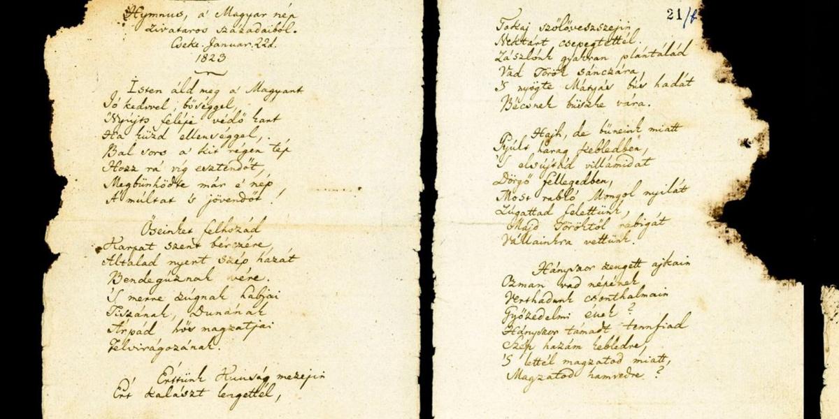 A Kölcsey Ferenc által 1823-ban írott Himnusz kézirata. Francia volt a minta...