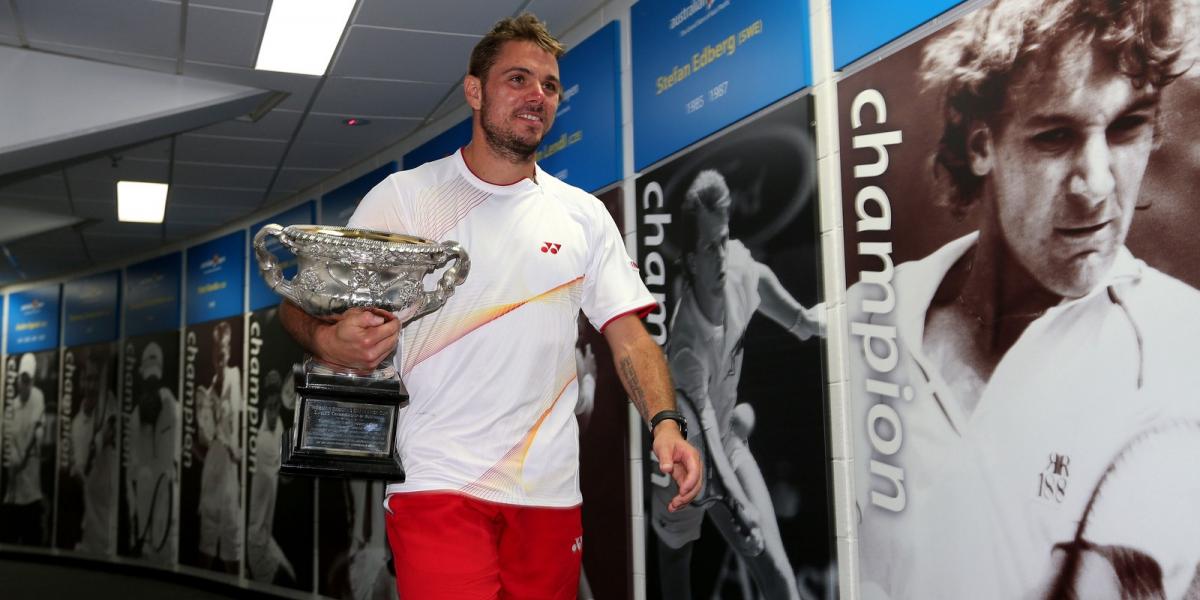 Az ausztrál nyílt bajnokság győztese, a svájci Stanislas Wawrinka. Fotó: Clive Brunskill/Getty Images