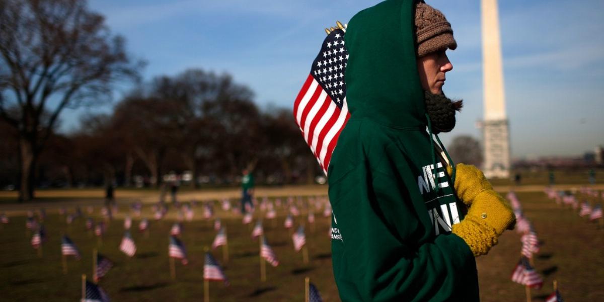 Idén már majd kétezer veterán lett öngyilkos, erre hívták fel a figyelmet a washingtoni Mallon FOTÓ: EUROPRESS/GETTY IMAGES/WIN 