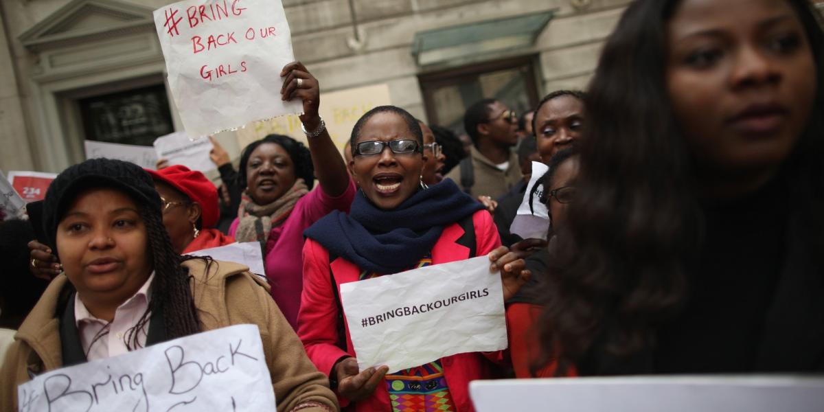 Nigériai asszonyok tüntetnek Londonban, az elrabolt lányok elengedését követelve Fotó: Dan Kitwood / Getty Images