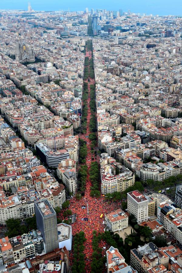 Tüntetés a katalán függetlenségért Barcelonában.