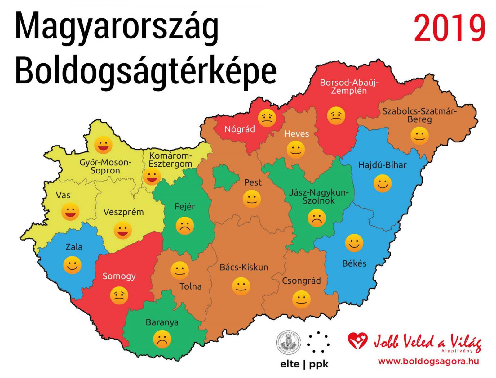 Magyarország 2019-es boldogságtérképe