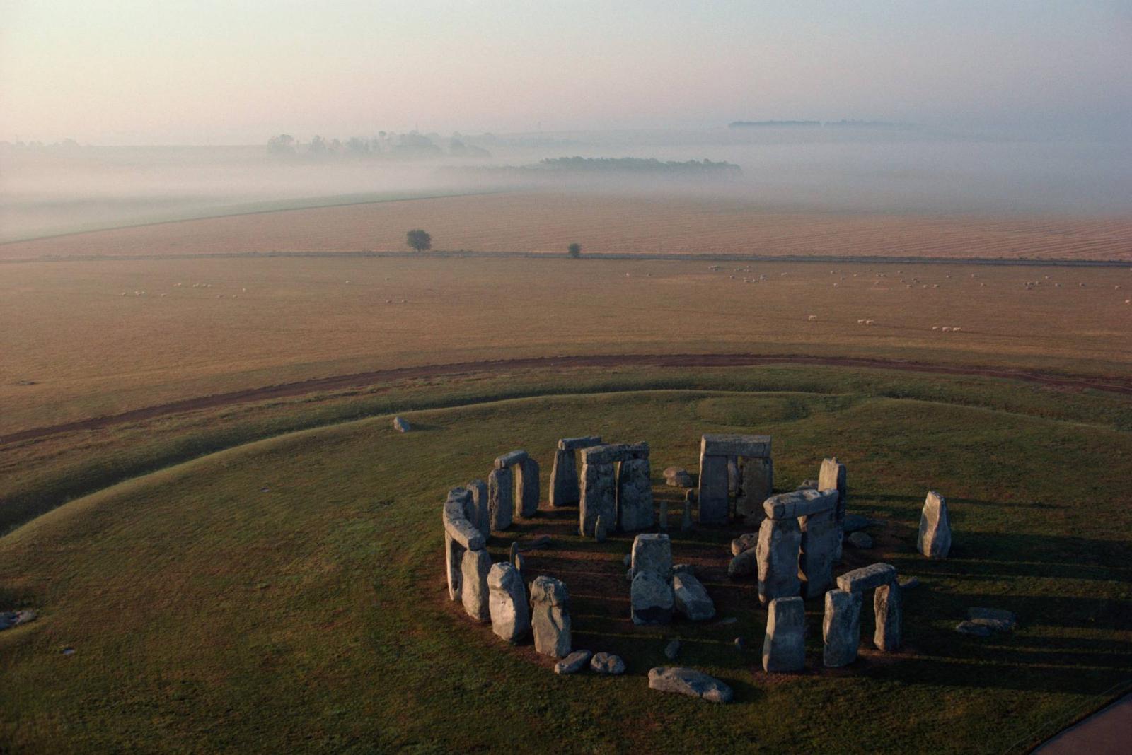 Aerial view of Stonehenge, UNESCO World Heritage Site, Wiltshire, England, United Kingdom, Europe