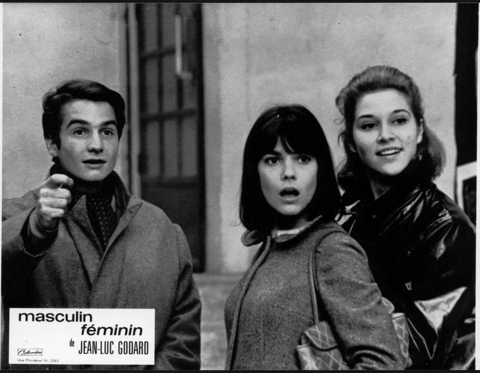 Jean Pierre Leaud, Chantal Goya és Catherine-Isabelle Duport (jelenetkép Jean-Luc Godard Hímnem, nőnem című filmjéből)