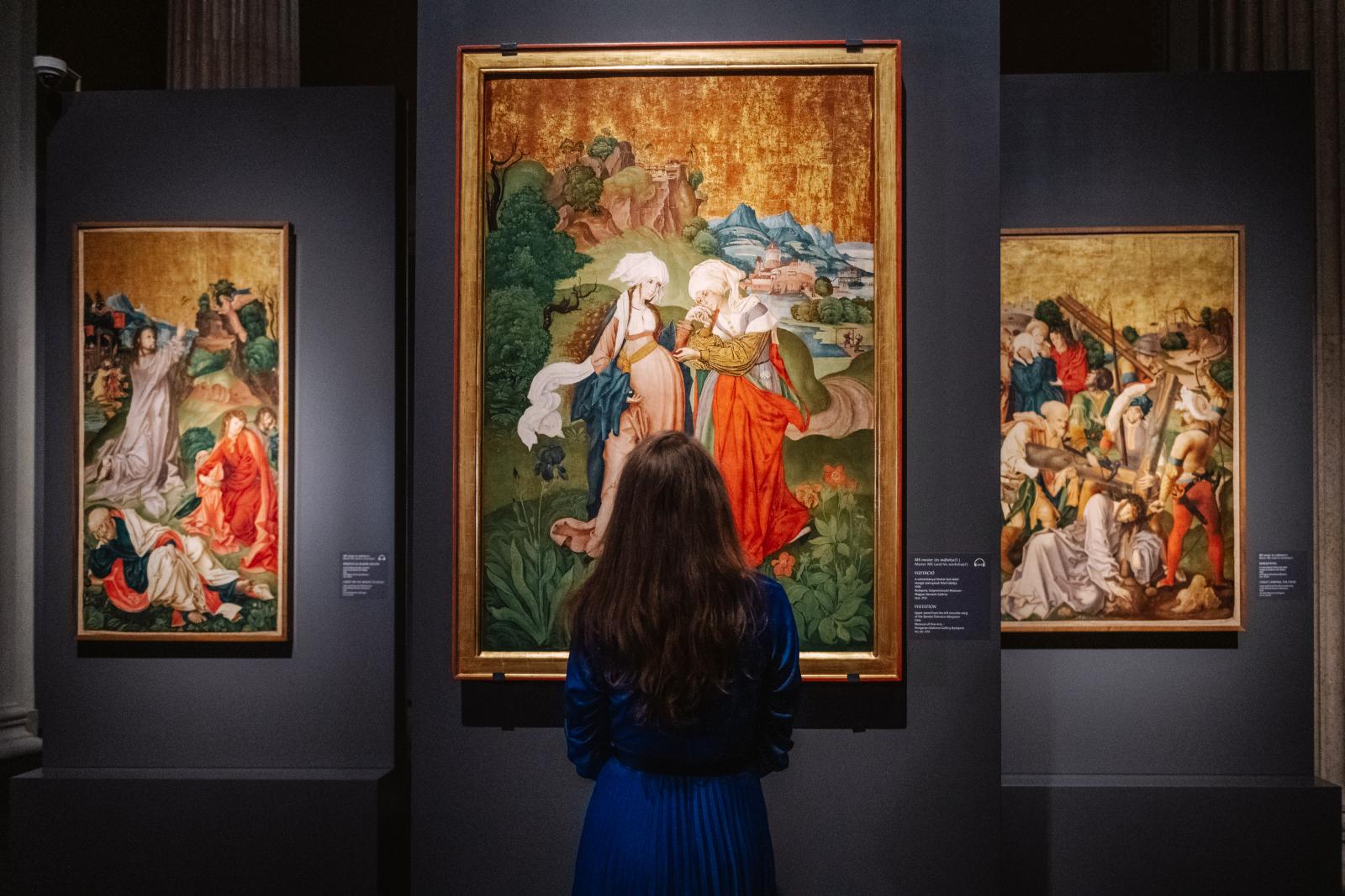 Krisztus az Olajfák hegyén, Keresztvitel, középen a táblaképek legszebbike, a Vizitáció