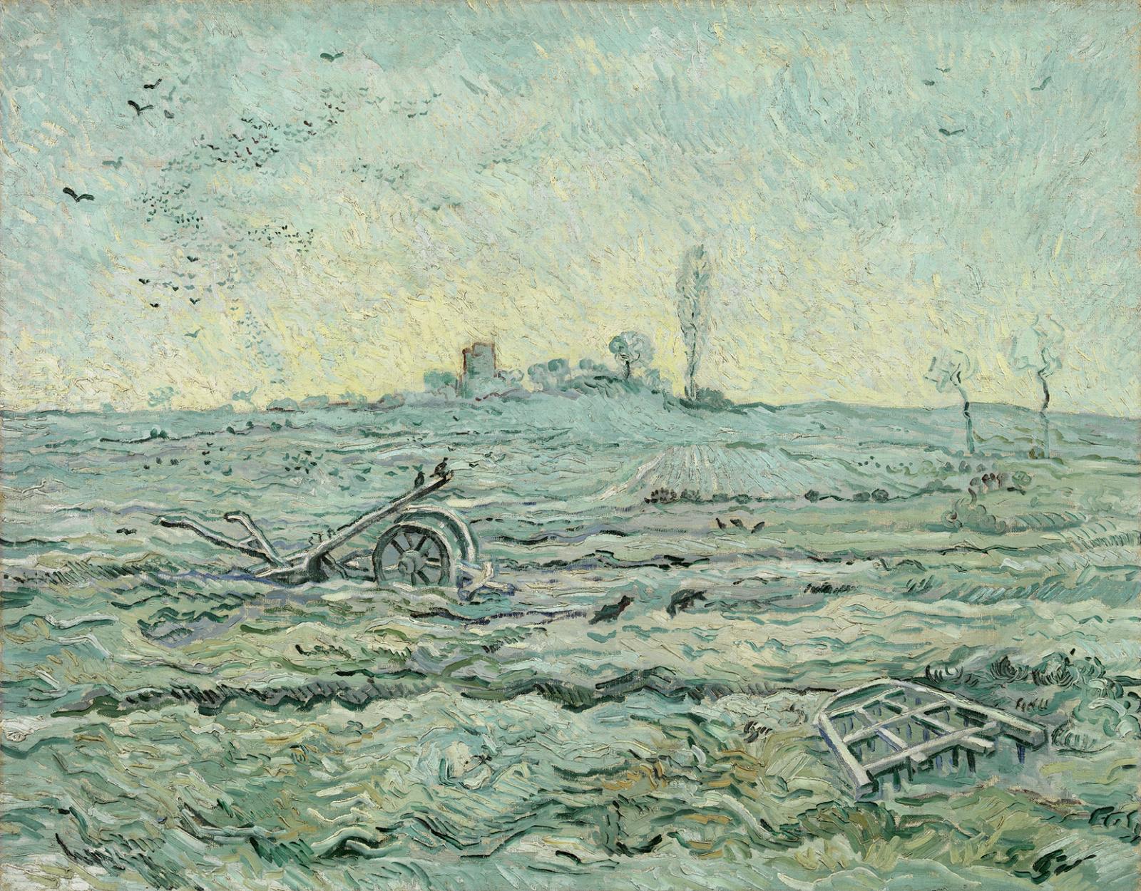 Vincent van Gogh: Havas mező egy boronával (Millet után, 1890)