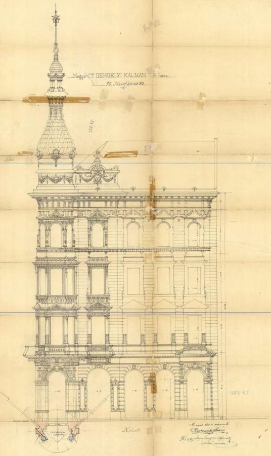 Így nézett ki eredetileg a háromemeletes bérpalota − a torony mára már eltűnt