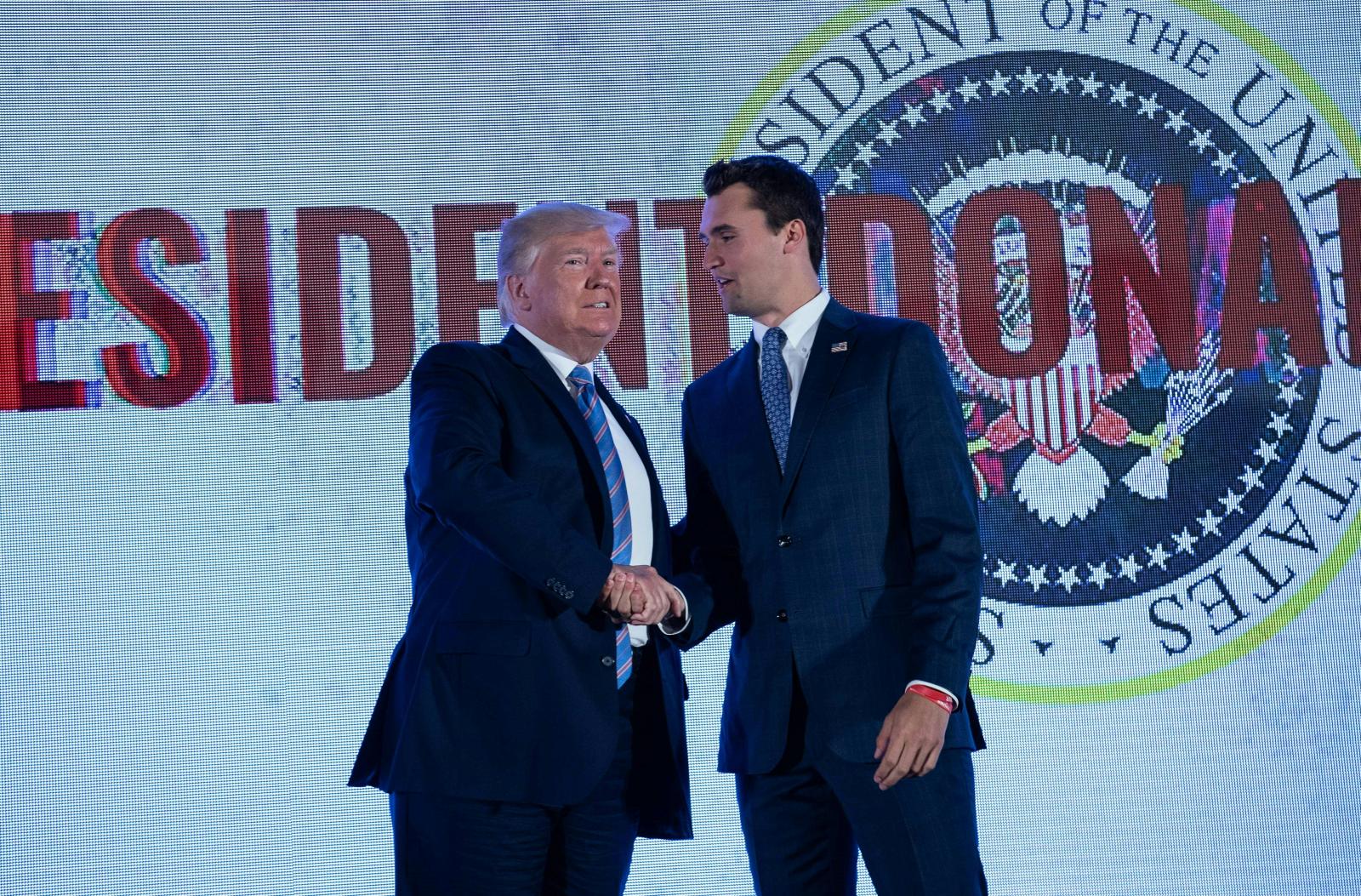 Donald Trump és Charlie Kirk a Turning Point USA 2019. július 23-i rendezvényén