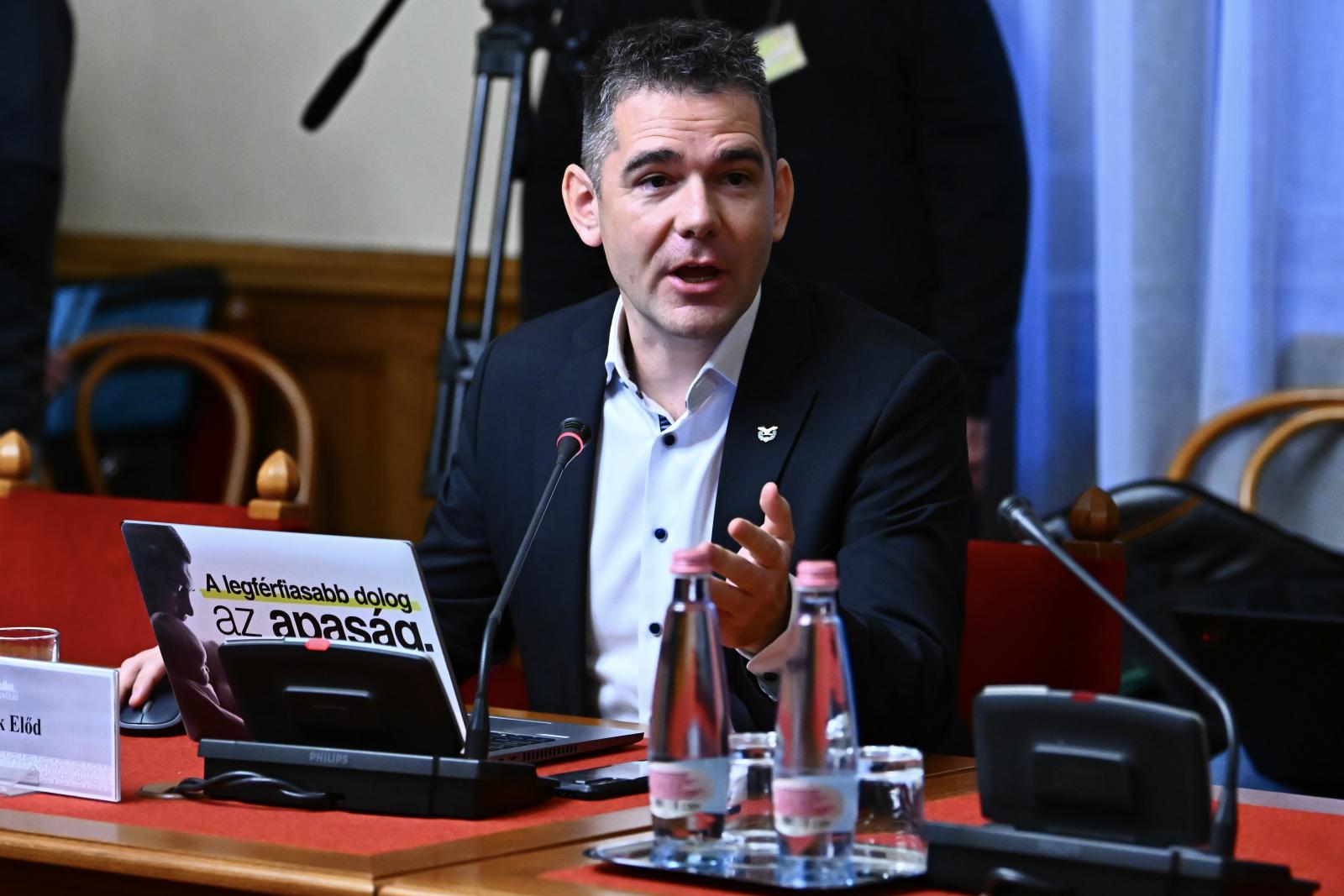 Novák Előd a bizottság ülésén.