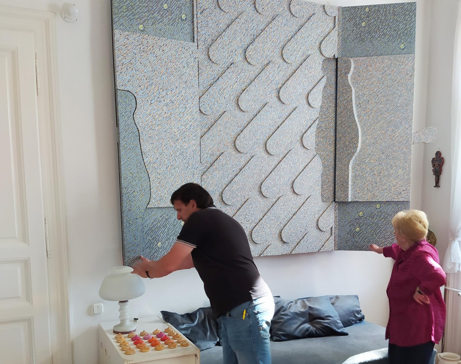 Deim Pál- triptichon. Az alkotás alatt volt Zsolt ágya, attól félt, hogy az egész leszakad, és maga alá temeti