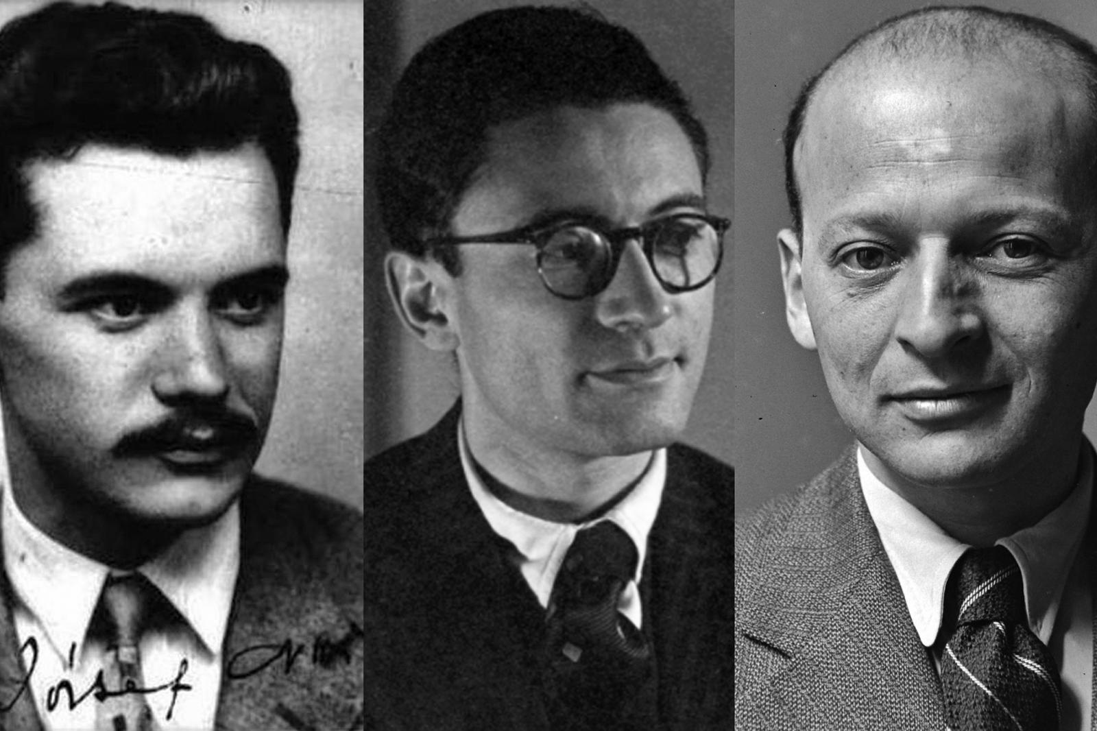 A Szép Szó folyóirat alapító szerkesztői, József Attila (balra) és Ignotus Pál (jobb szélen). Harmadikként Fejtő Ferenc (középen) kapcsolódott be a szerkesztésbe, a kiadást pedig Cserépfalvi Imre vállalta