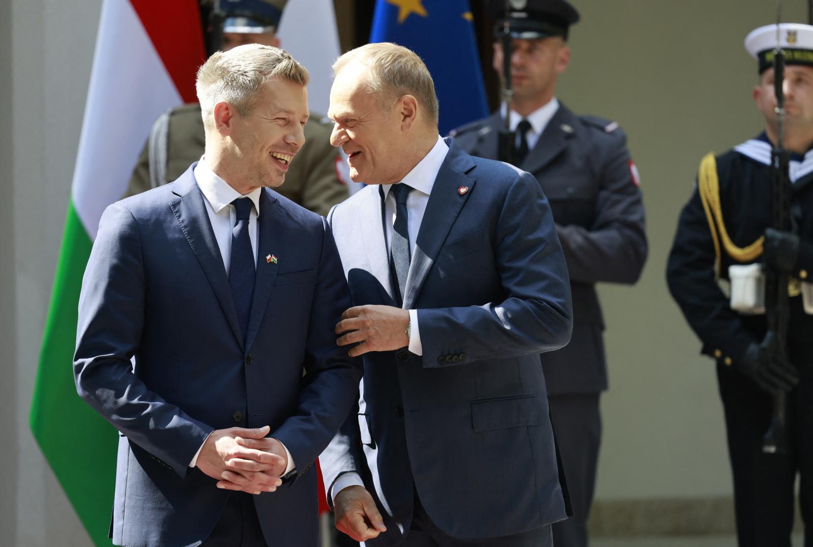 Magyar Péter és Donald Tusk Varsóban, 2026. május 20-án
