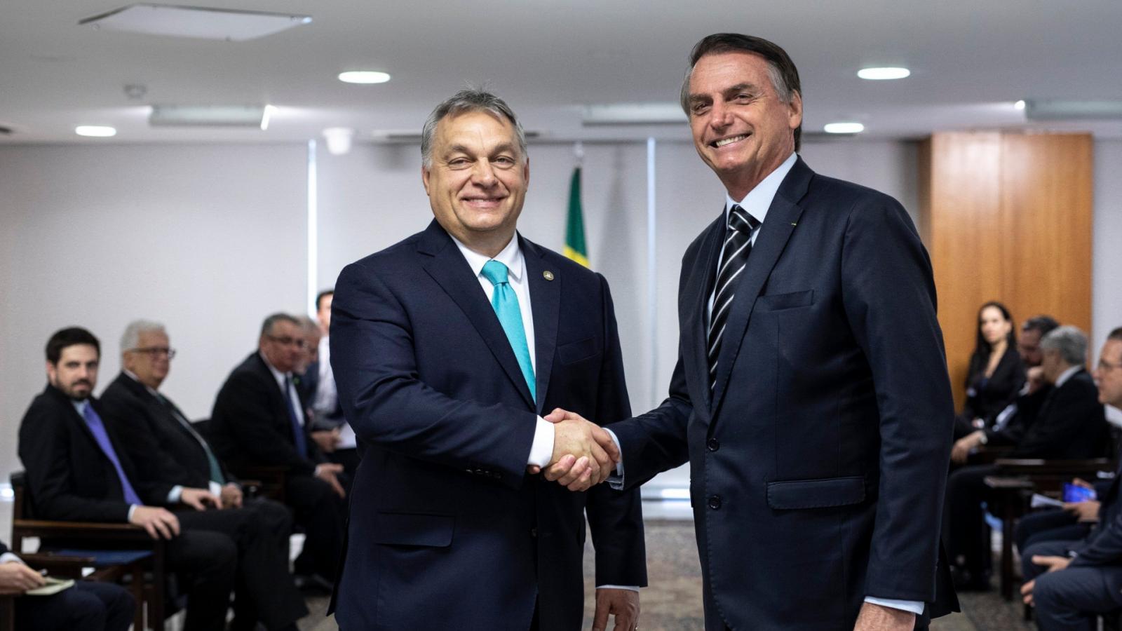 Orbán Viktor miniszterelnök és Jair Bolsonaro brazil államfővel Brazíliavárosban