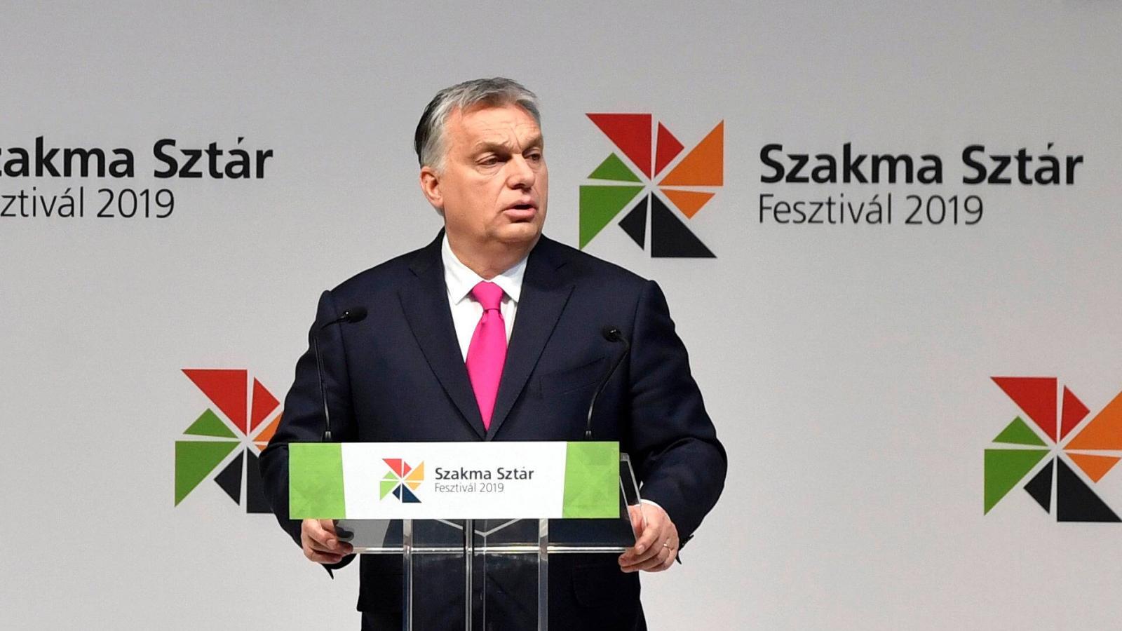 Orbán Viktor miniszterelnök beszédet mond a XII. Szakma Sztár Fesztiválon a Hungexpo Budapesti Vásárközpontban, 2019. március 12