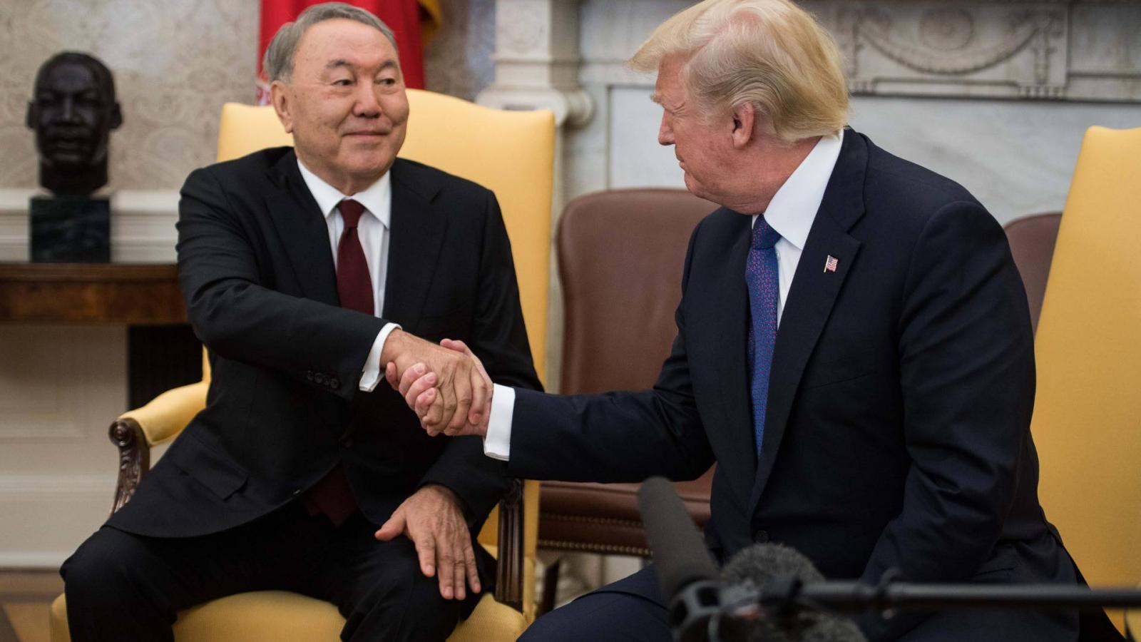 US President Donald Trump meets with Kazakhstan President Nursultan Nazarbayev