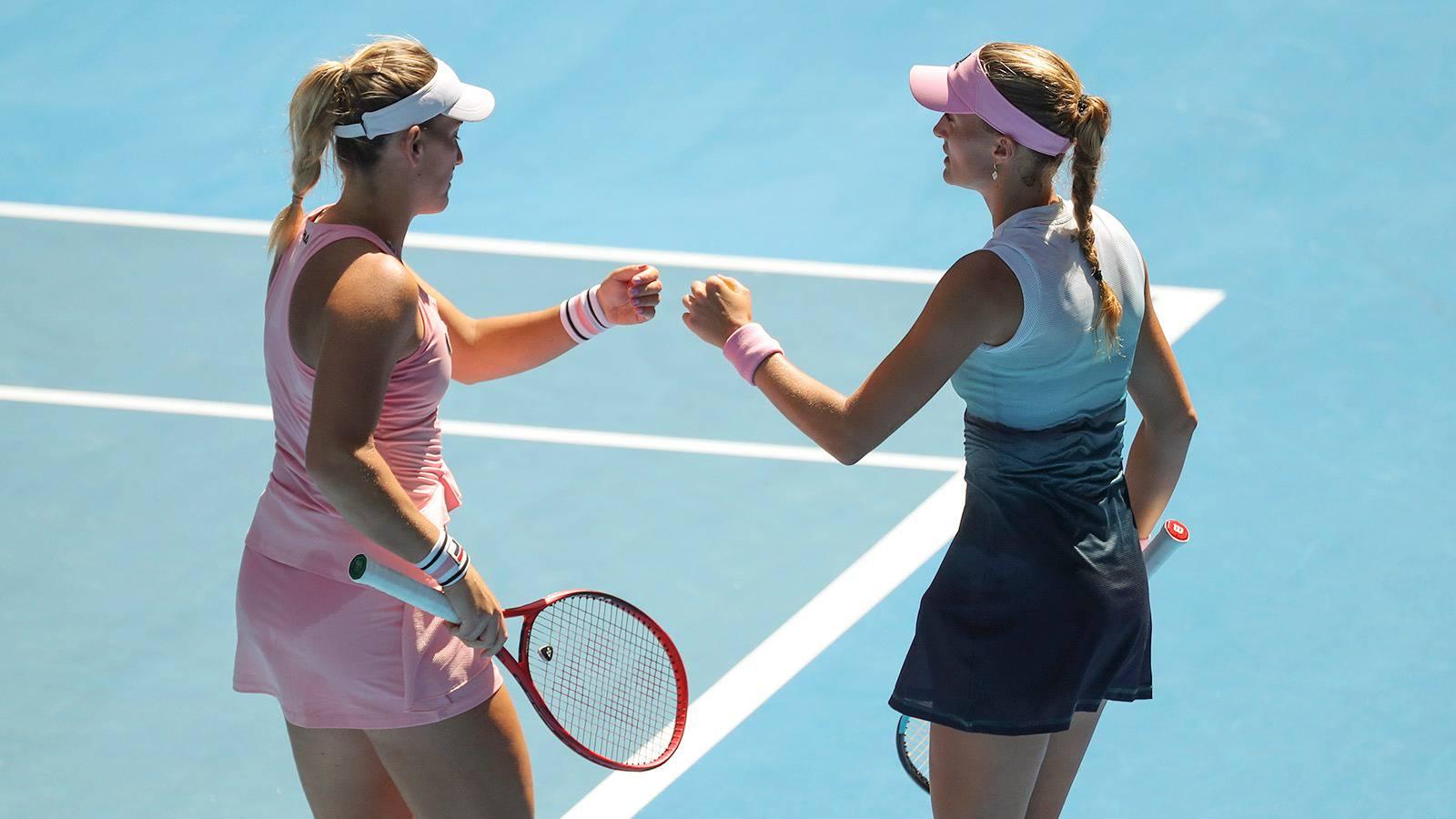 Babos és Mladenovic egyik korábbi, az Australian Openen játszott mérkőzésük közben