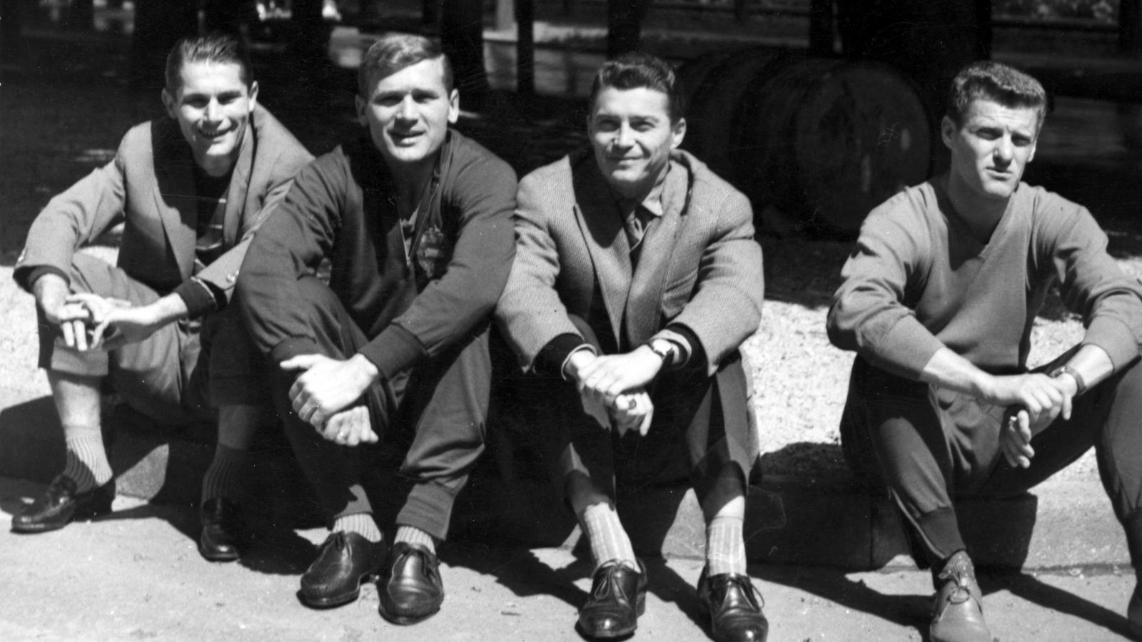 1958. Válogatott futballisták: Sándor Károly, Tichy Lajos, Kotász Antal, Sipos Ferenc.