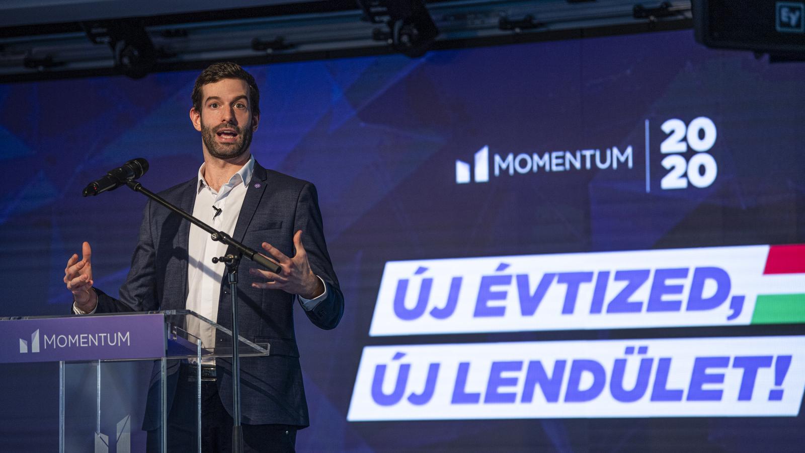 Fekete-Győr András a Momentum tavalyi évértékelőjén.