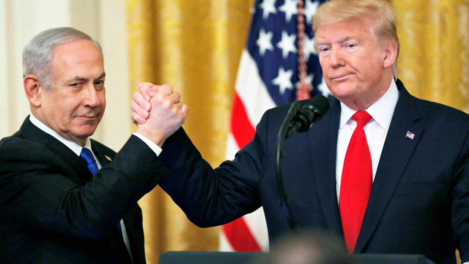 United States President Donald J. Trump shake hands with Israel`s Prime...