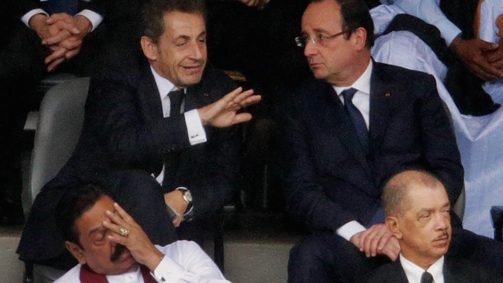 Sarkozy és Hollande utoljára januárban, Nelson Mandela búcsúztatásán mutatkozott együtt FOTÓ: EUROPRESS/GETTY IMAGES/CHIP SOMODE