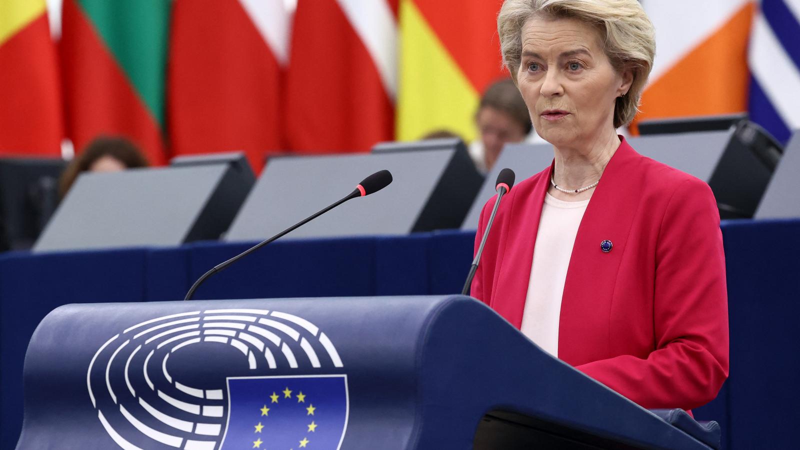 Ursula vob der Leyen bizottsági elnök kedden az Európai Parlamentben