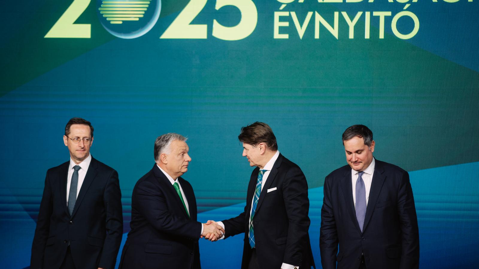 Varga Mihály, Orbán Viktor, Nagy Elek és Nagy Márton a kamara rendezvényén